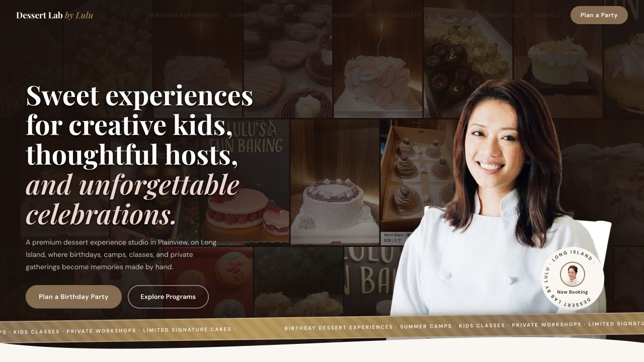 Rendered Dessert Lab by Lulu website hero