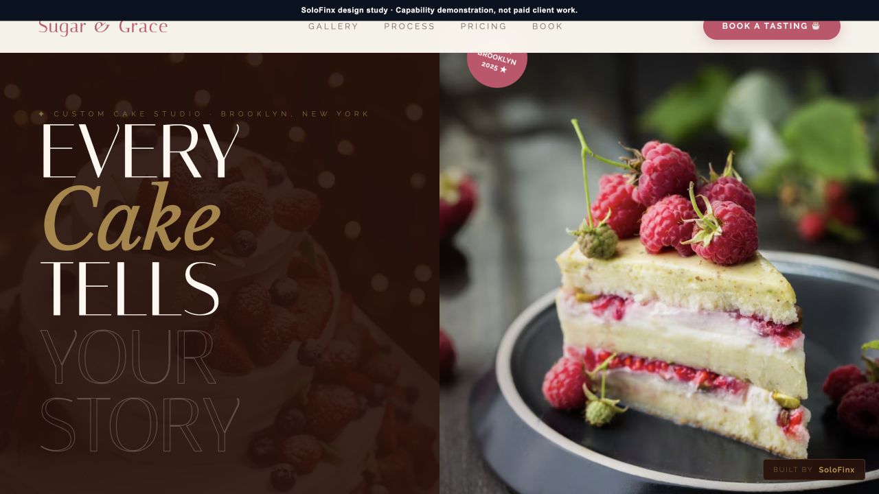 Rendered Sugar and Grace website design sample